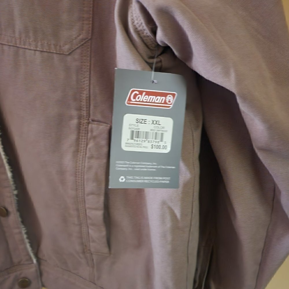 Coleman Sherpa Lined Durable Tear Resistant Twill Shell Workwear Jacket - Picture 2 of 5